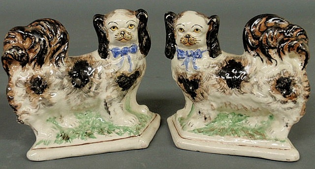 Rare pair of 19th c. Staffordshire Pekinese