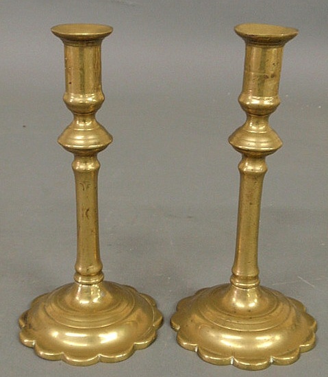 Pair of Queen Anne style brass 15ae39