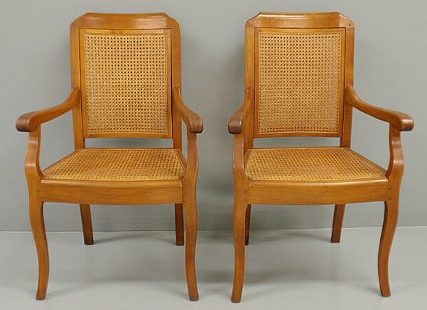 Pair of French inlaid fruitwood