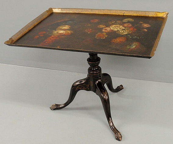 Tole decorated tray-top table with