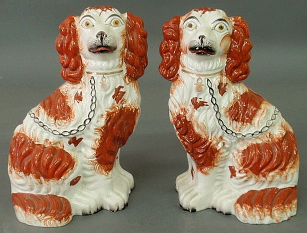 Pair of 19th c. Staffordshire red