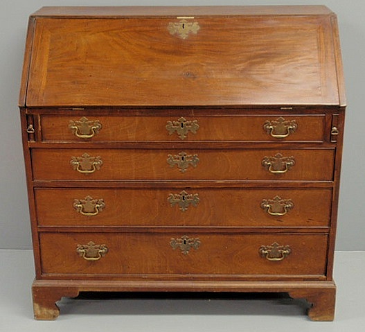 English Chippendale mahogany slant-lid