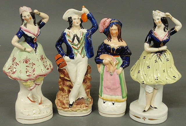 Four 19th c. Staffordshire figures-