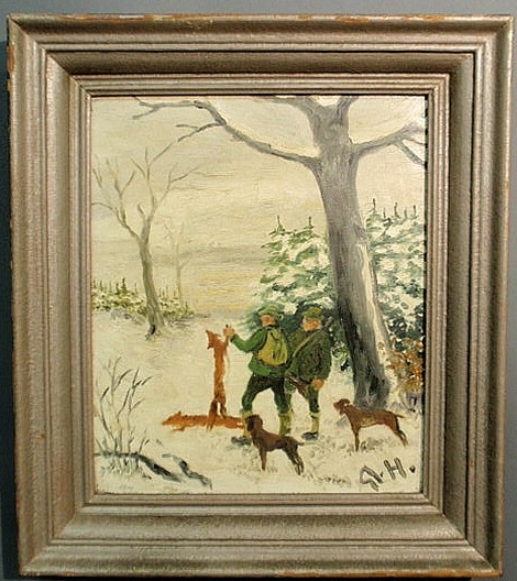 German oil on board painting 20th