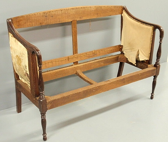 Sheraton style mahogany settee