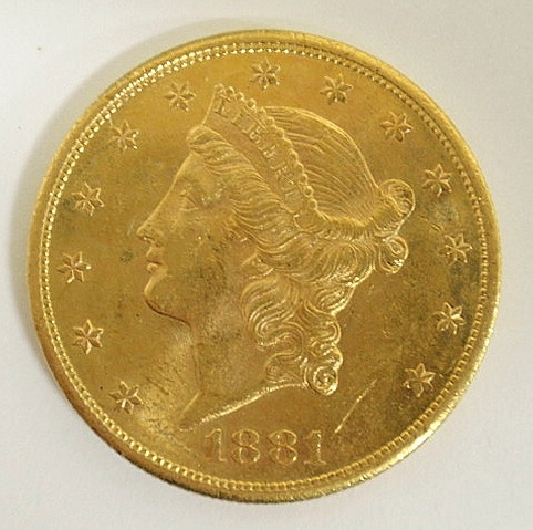 1881 S Liberty double eagle twenty-dollar