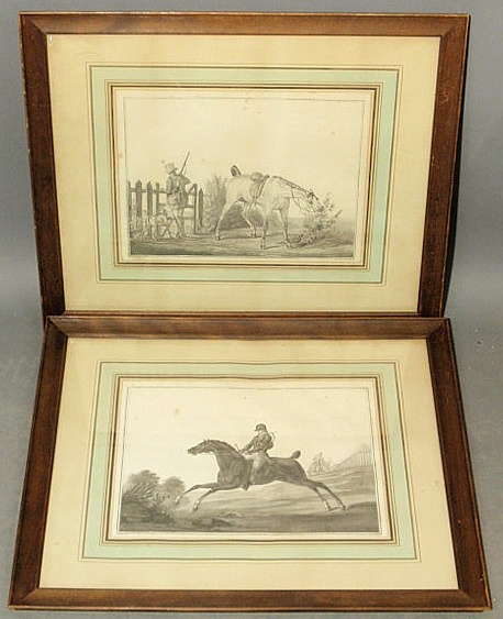 Pair of equestrian prints framed and