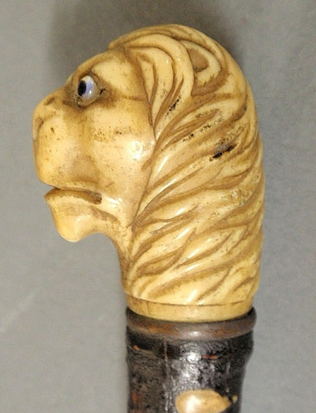 Late 19th c sword cane with carved 15aefd