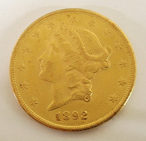 1892 S Liberty double eagle twenty dollar 15af13
