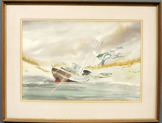 Watercolor painting of a fishing