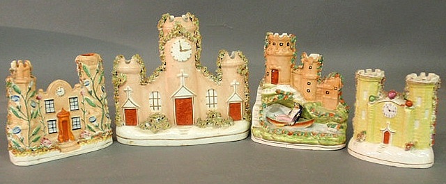 Four 19th c. Staffordshire castle groups