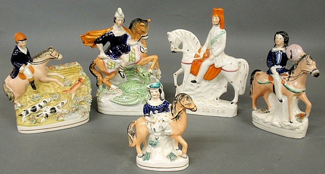 Five 19th c. Staffordshire equine figures