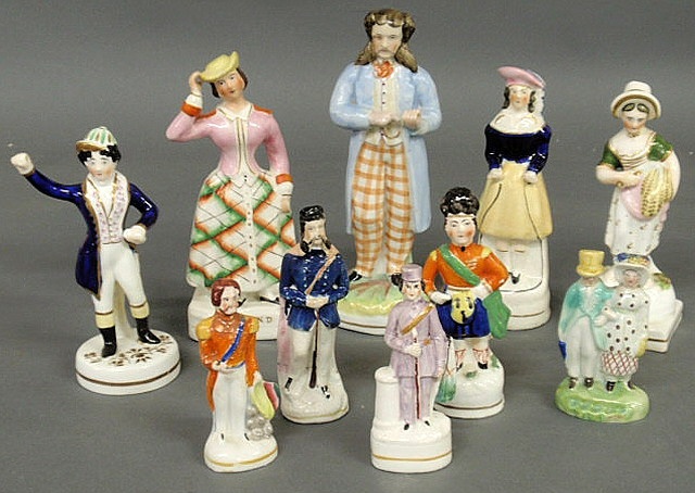 Ten 19th c. Staffordshire figures