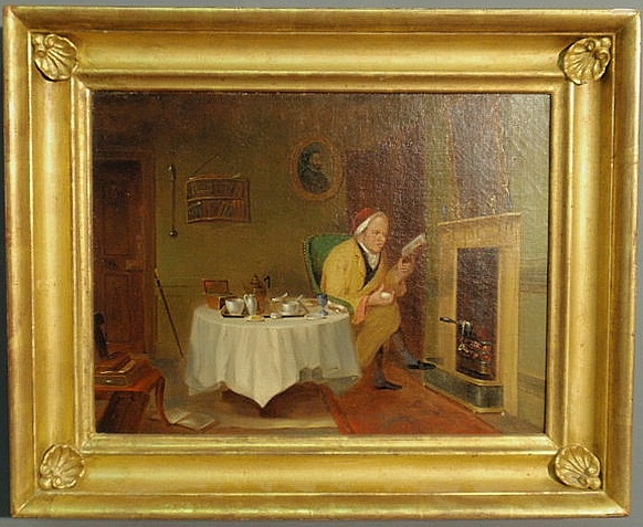 American oil on canvas interior