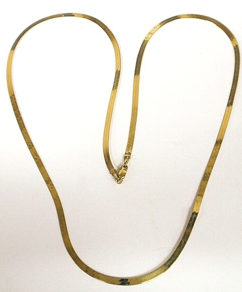 Ladies 14k gold herringbone necklace