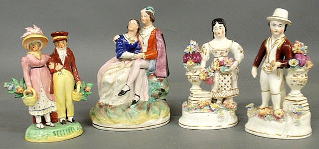 Four 19th c. Staffordshire figural groups