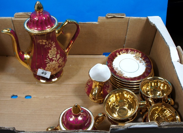 Tray of Azim Porcelain Rich Red and