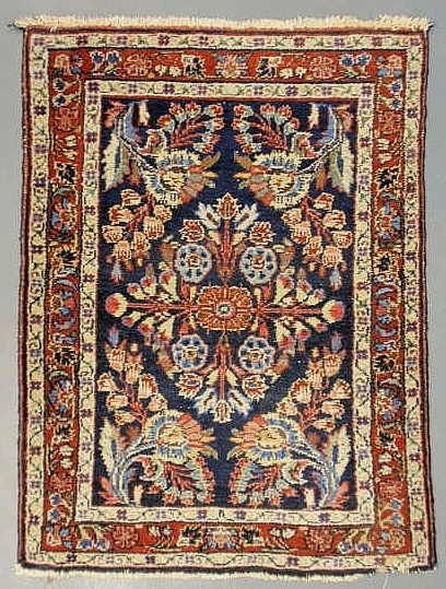 Oriental mat blue field and floral 15b11f