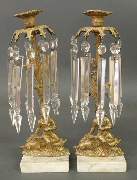 Pair of brass girandoles late 19th 15b121