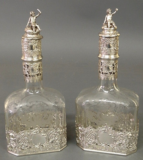 Pair of German silver and etched