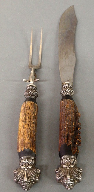 Two-piece carving set with sterling
