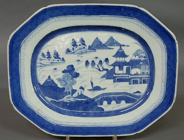 Blue and white Canton porcelain platter