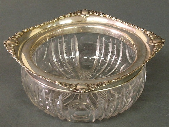 Cut crystal bowl with a sterling silver