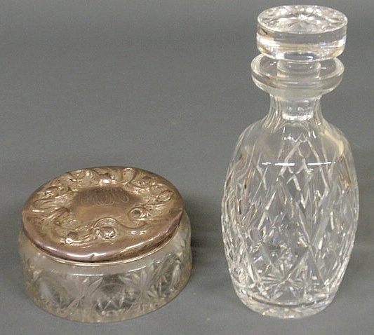 Large cut glass jar with a sterling 15b16d