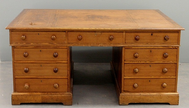 English pine partners desk c.1850 with