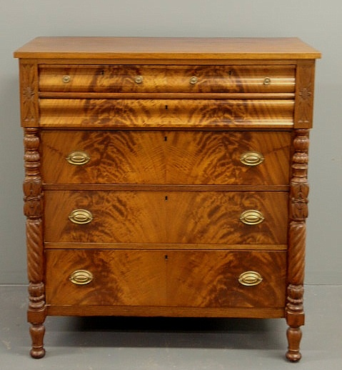 Empire mahogany chest of drawers with