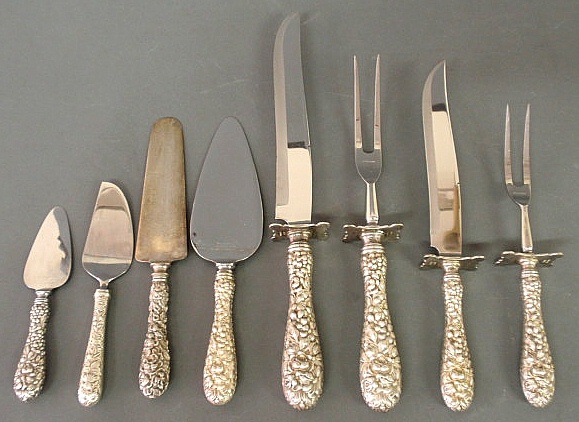 Eight Stieff sterling silver serving