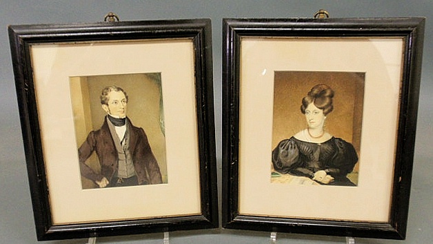 Pair of watercolor portraits of a man