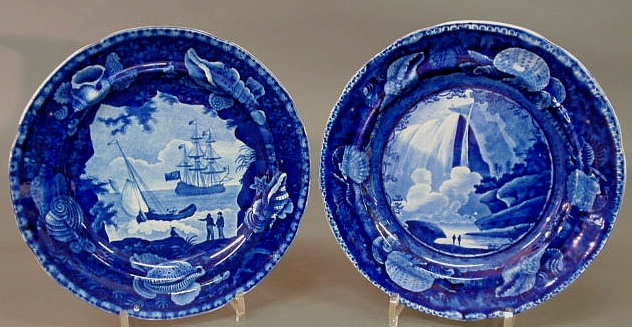 Two Historical Blue plates E. Wood
