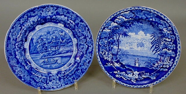 Two Staffordshire plates with blue 15b1c0