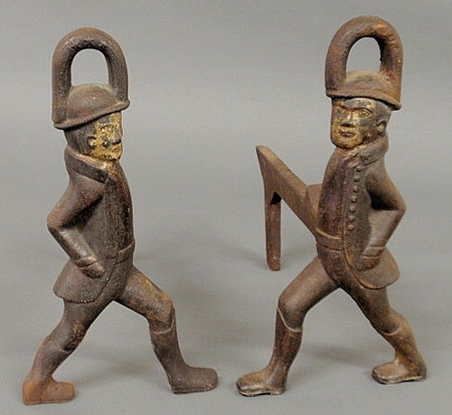 Small pair of cast iron Hessian soldier