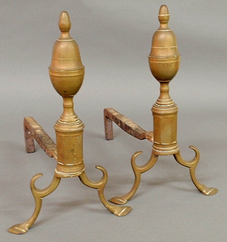 Pair of brass lemon top andirons 15b1ed