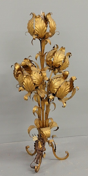 Italian gilt decorated iron lamp with