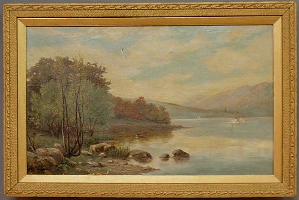 Oil on canvas painting of a lake 15b22c