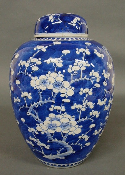 Large blue and white porcelain covered