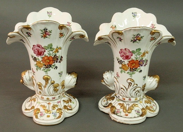 Pair of signed Dresden porcelain vases