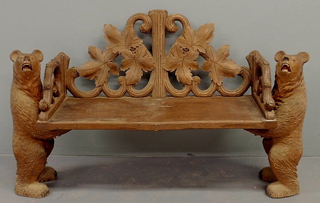 Black Forest carved bench c 1880 15b26c