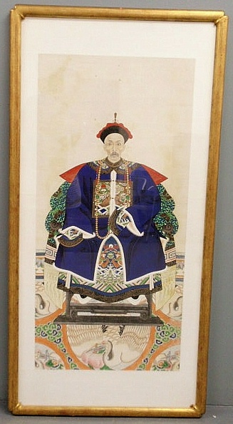 Colorful Chinese ancestral portrait.
