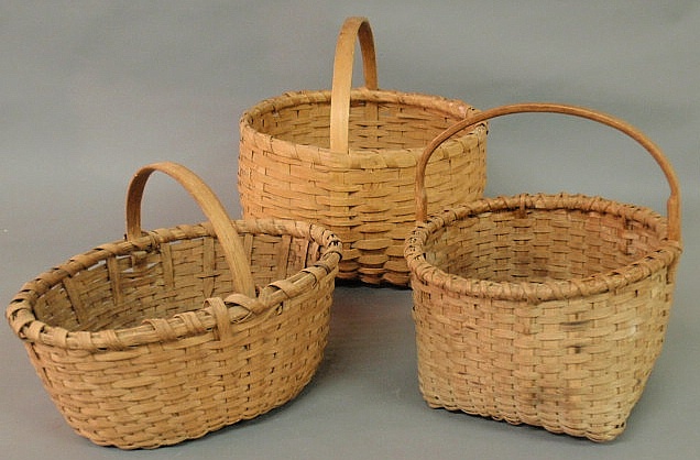 Three early splintwood gathering baskets