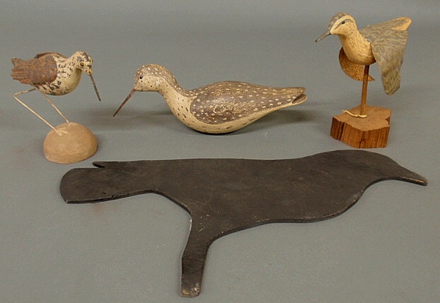 Two painted metal shore birds a