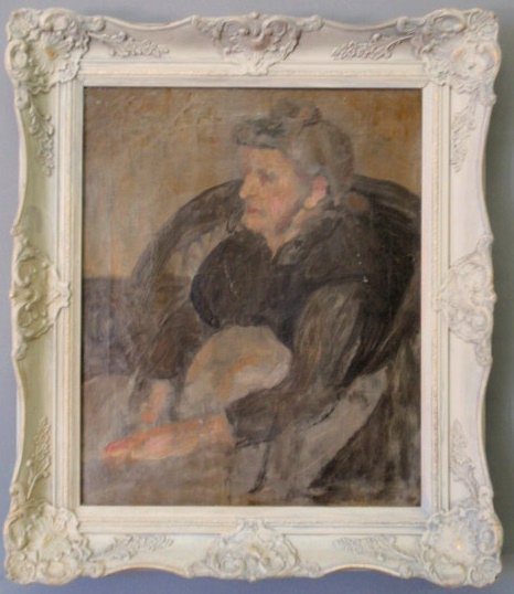 Oil on canvas portrait of a seated woman