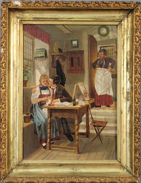 Oil on canvas painting of an interior