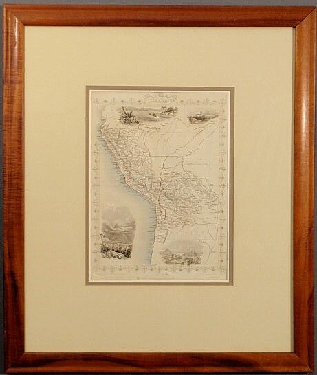 Framed and matted printed map of