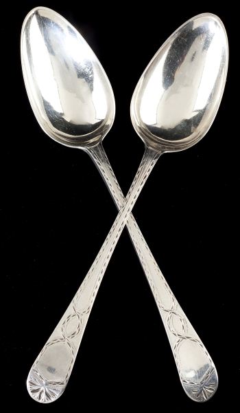 Pair of George III Silver Tablespoons Newcastle 15b48d