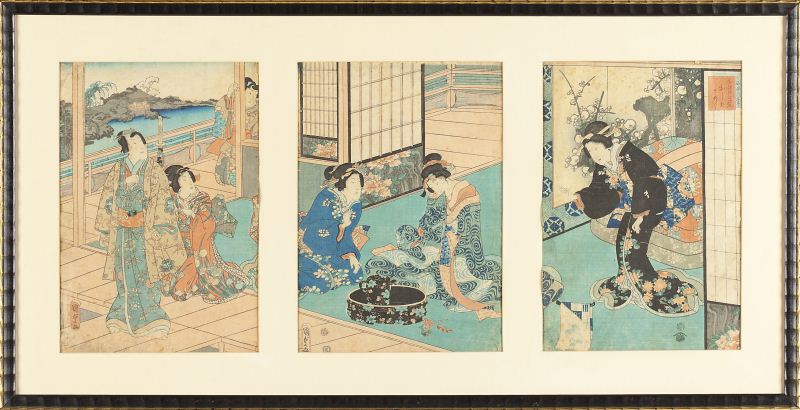 Japanese Woodblock Triptych 19th 15b4a1