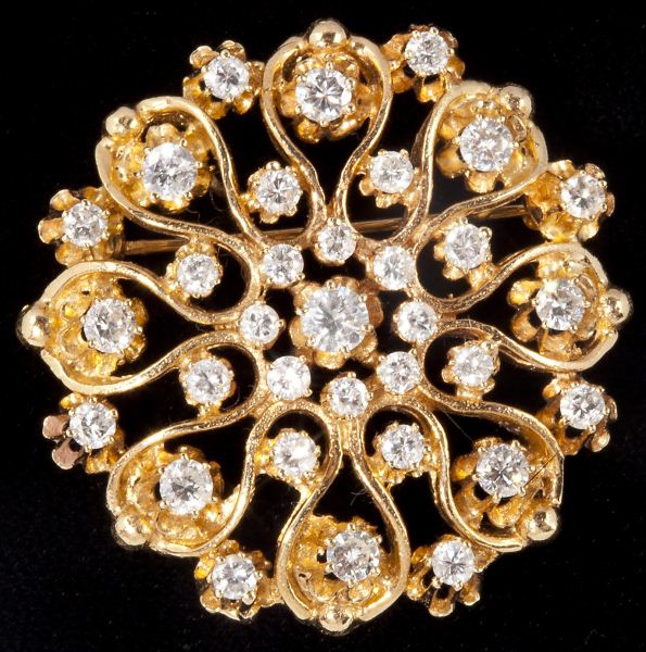 Gold and Diamond Snowflake Brooch/Pendantdesigned